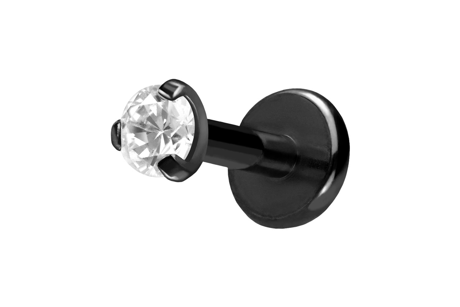 Titan Labret Piercing mit Push Fit EINGEFASSTER KRISTALL